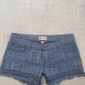 Roxy Women's  Jr. Blue Geometric Jean Shorts